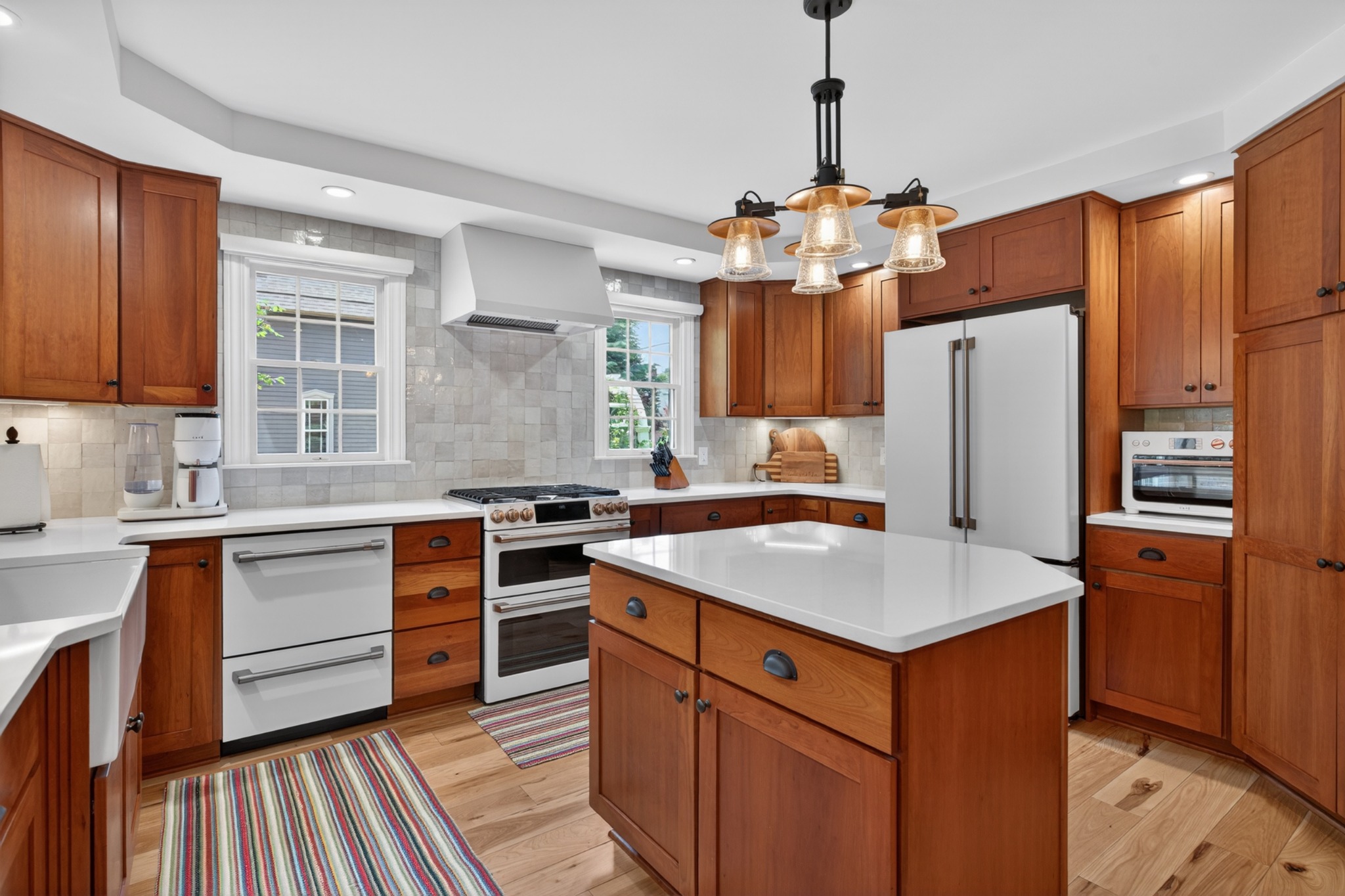 Warm wood kitchen photographed for a real estate listing